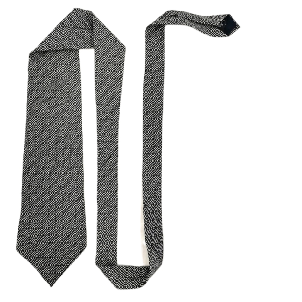 Guess 100% Silk Vintage Geometric Gray Black Long Professional Neck Tie